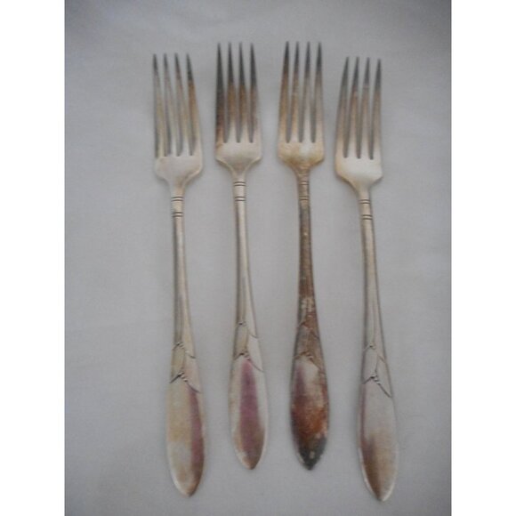 4 Oneida 1932 Lady Hamilton French Dinner forks  Art Deco Community Silver Plate - Picture 1 of 4